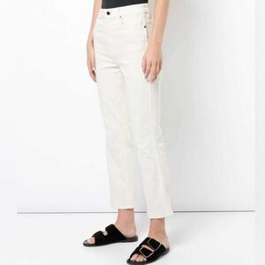 KHAITE Cream Straight Leg Jeans